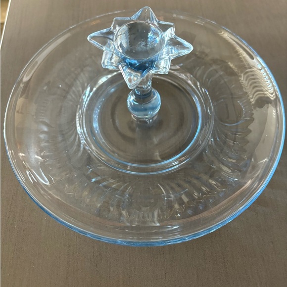 1930s Handmade Elegant Glass Paden City Maya Light Ice Blue Center Handle - Picture 2 of 6